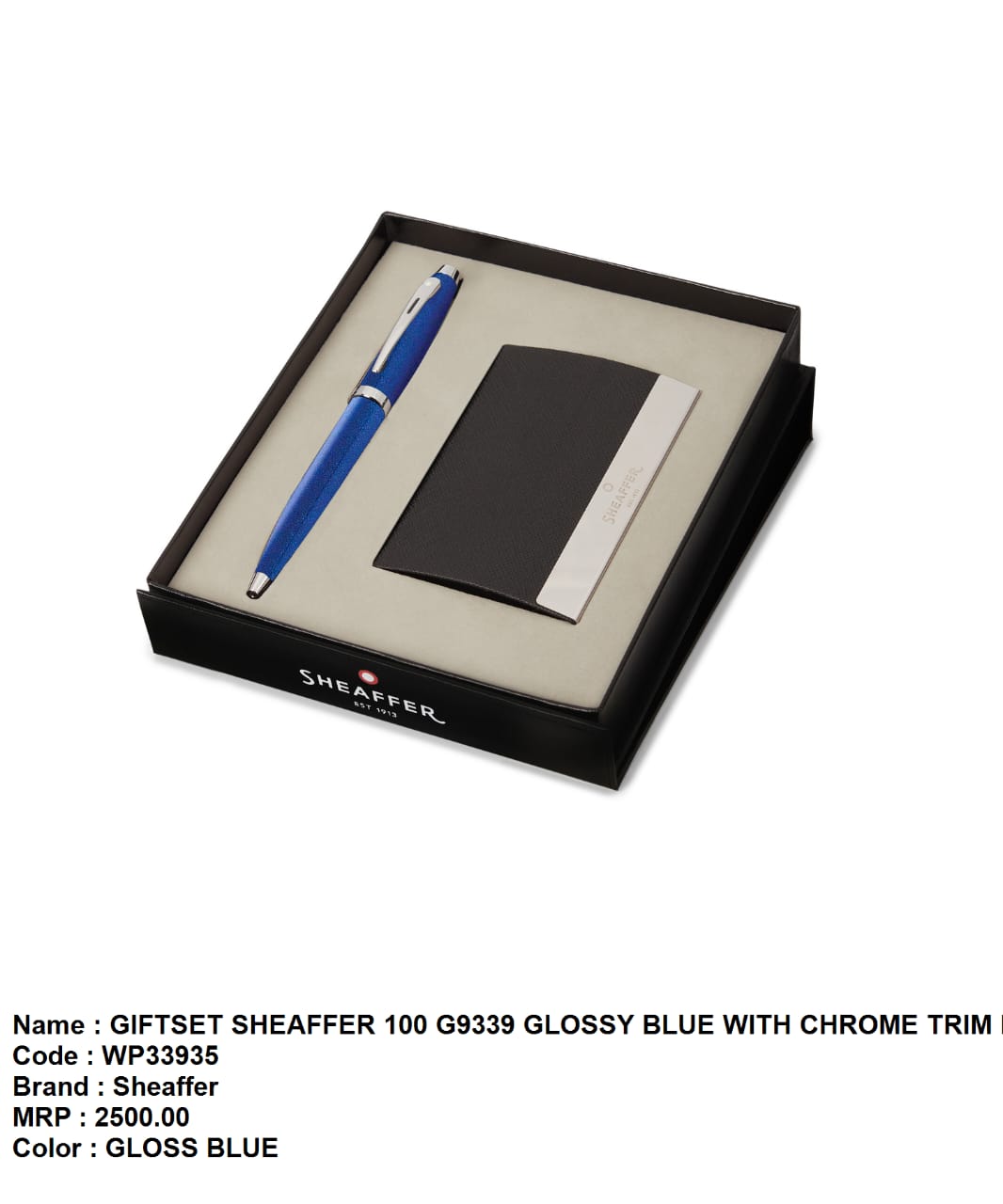 Giftset sheaffer 100 G9339 glossy blue with chrome trim